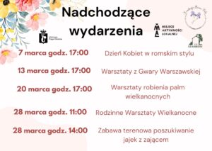 Nadchodzące wydarzenia Miejsca Aktywności Lokalnej