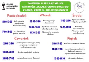 Tygodniowy Plan zajęć Fundacji BONA-FIDE